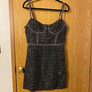 Altar'd State Monochrome Tweed Mini Dress